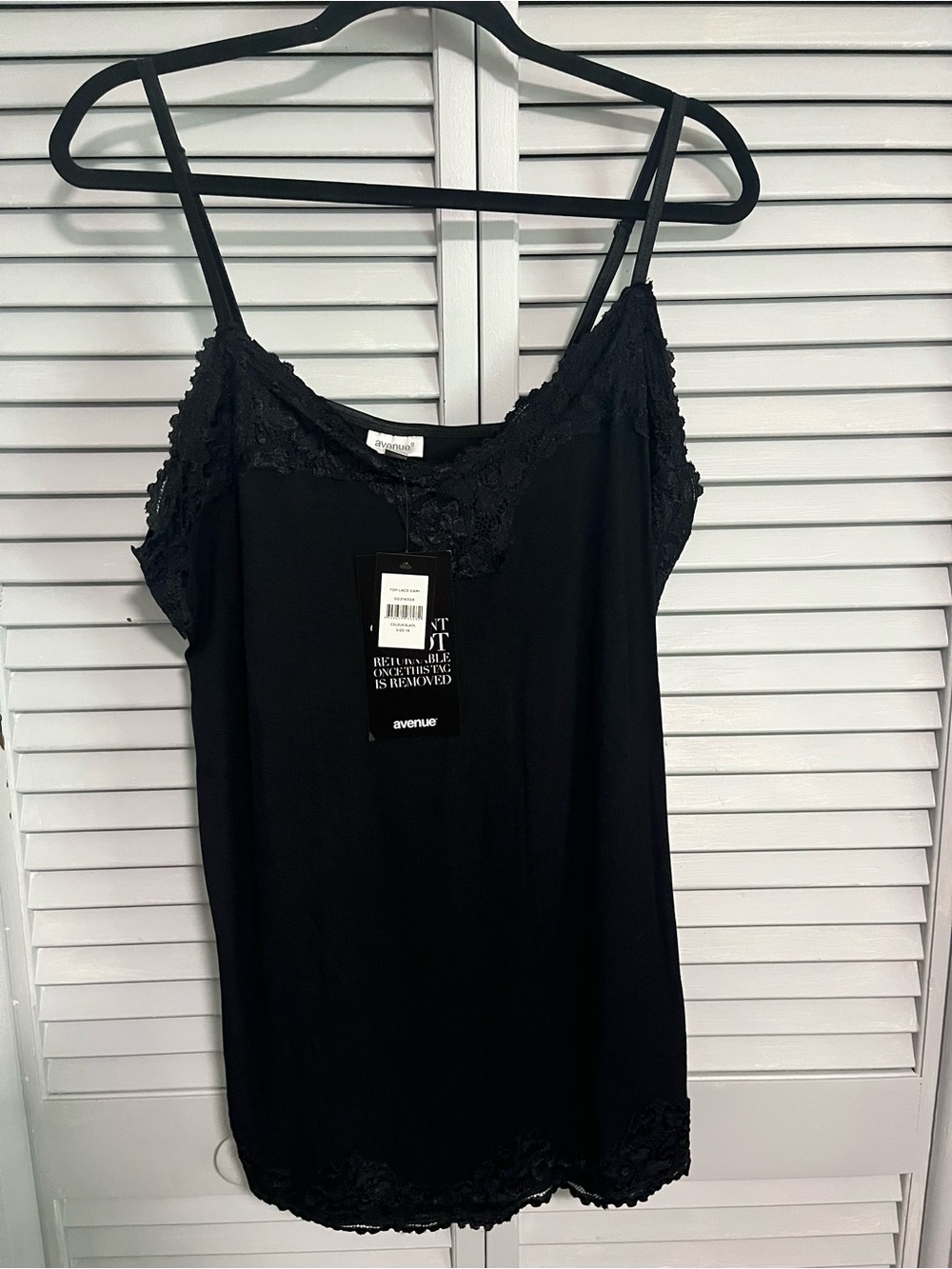 Avenue Black Lace Trim Camisole